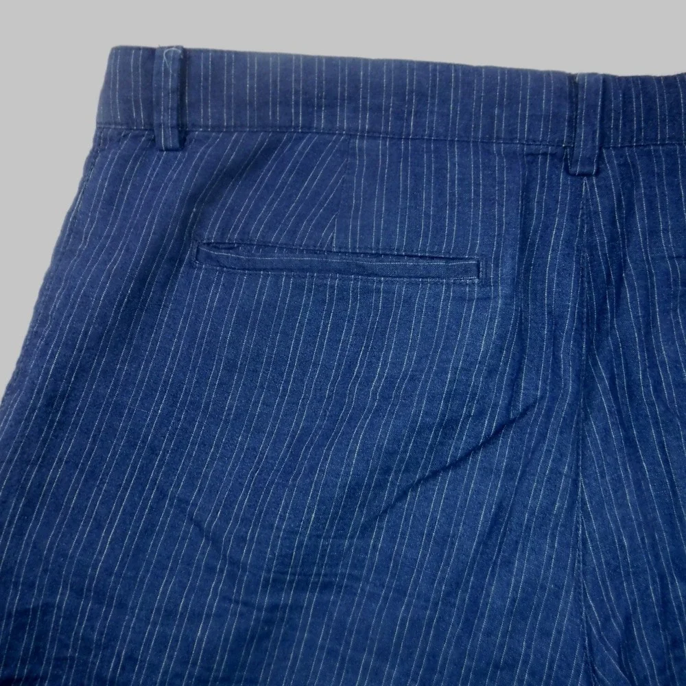 Banana Republic Mens Blue Pinstripe Linen Blend Shorts Size 33 Summer Preppy‎